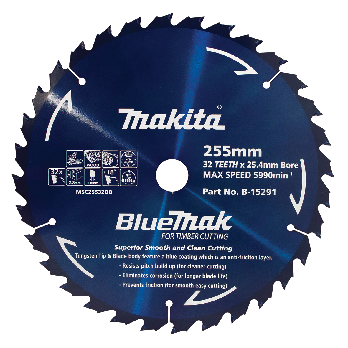 B-15291 BLUEMAK TCT SAW BLADE 255mm x 25.4mm x 32T