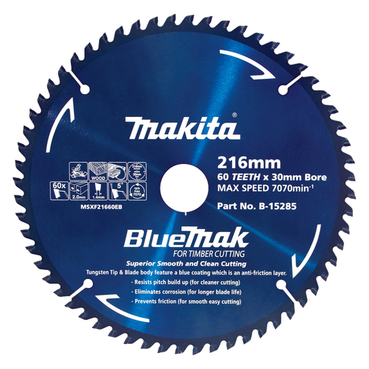 B-15285 BLUEMAK TCT SAW BLADE 216mm x 30/16mm x 60T