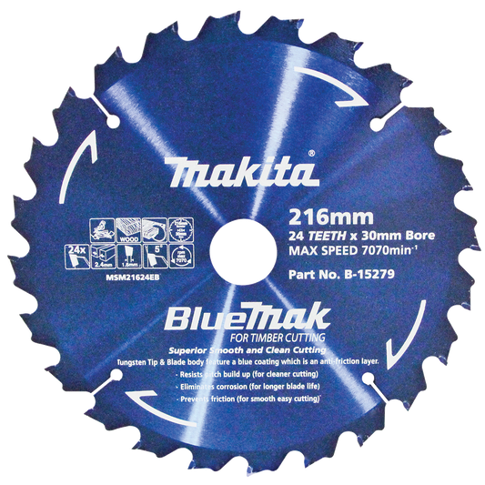 B-15279 BLUEMAK TCT SAW BLADE 216mm x 30/16mm x 24T