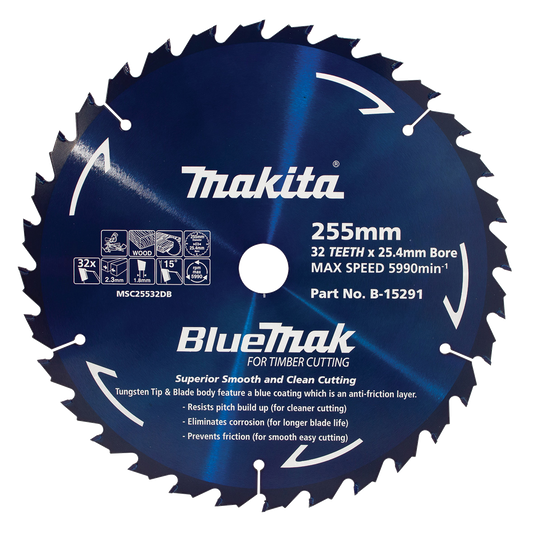 B-15291 BLUEMAK TCT SAW BLADE 255mm x 25.4mm x 32T