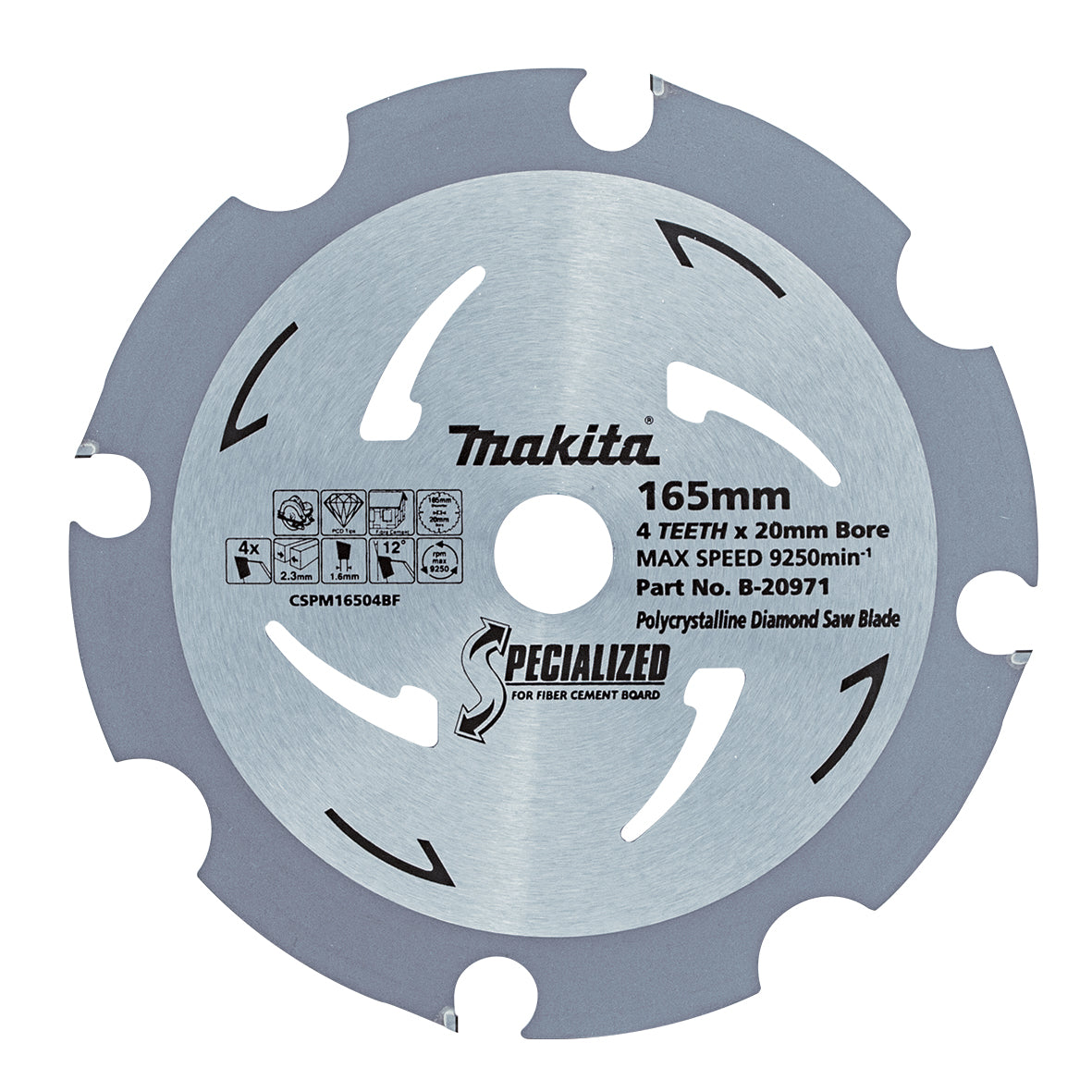 B-20971 Makita PCD FIBRE CEMENT SAW BLADE 165mm x 20mm x 4T