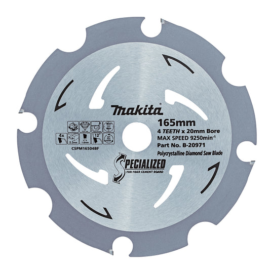 B-20971 Makita PCD FIBRE CEMENT SAW BLADE 165mm x 20mm x 4T